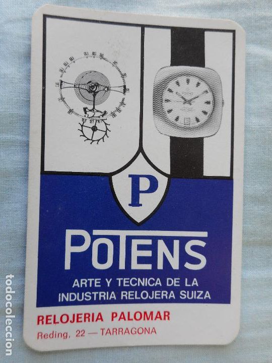 Coleccionismo Calendarios: ANTIGUO CALENDARIO RELOJES POTENS RELOJERIA PALOMAR TARRAGONA FOURNIER 1972