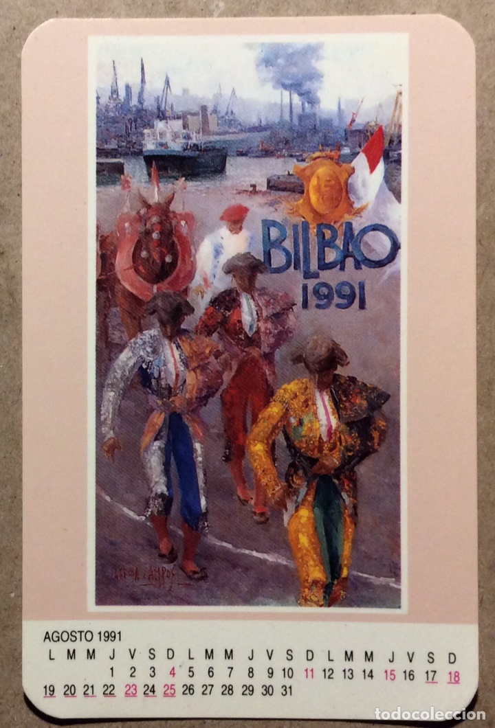 Collectables Calendars: FERIA SEMANA GRANDE DE BILBAO. CALENDARIO PUBLICITARIO DE 1991.