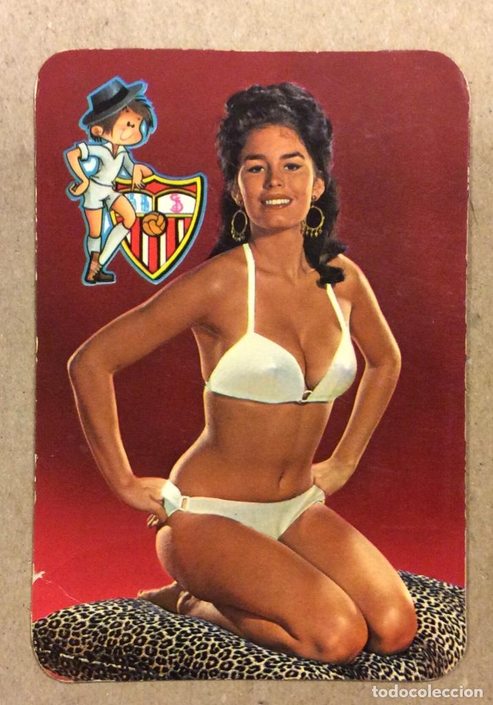 Sammeln von Kalendern: BAR TIMBRE (SANTUCHU - BILBAO). CALENDARIO PUBLICITARIO DE 1975. CHICA BIKINI SEVILLISTA.