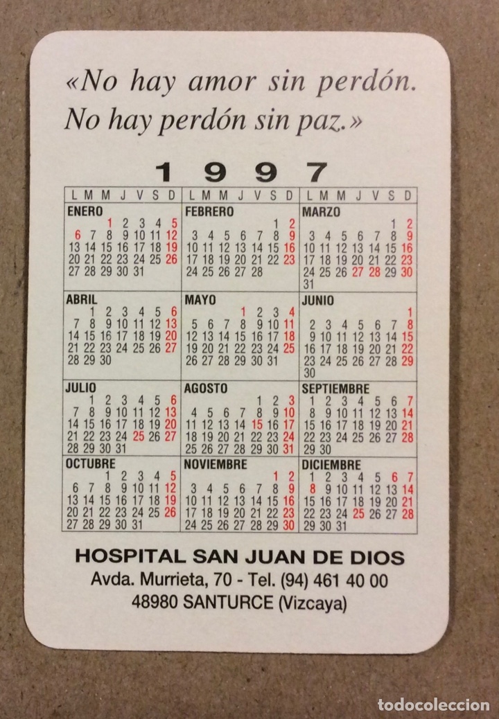 Collezionismo Calendari: HOSPITAL SAN JUAN DE DIOS (SANTURCE). CALENDARIO PUBLICITARIO DE 1997.