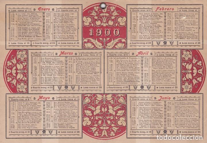 Coleccionismo calendarios: calendario 1900 dos caras ver fotos restos haber estado pegado