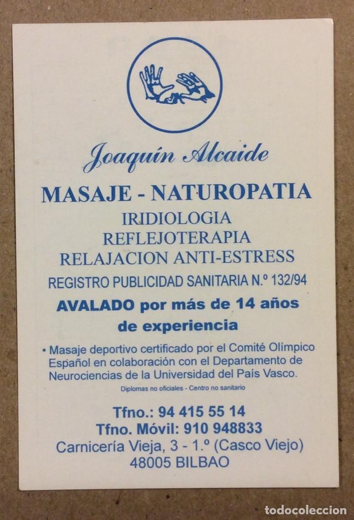 Coleccionismo calendarios: QUIROMASAJISTA JOAQU&Iacute;N ALCAIDE (BILBAO). CALENDARIO PUBLICITARIO DE 1999.