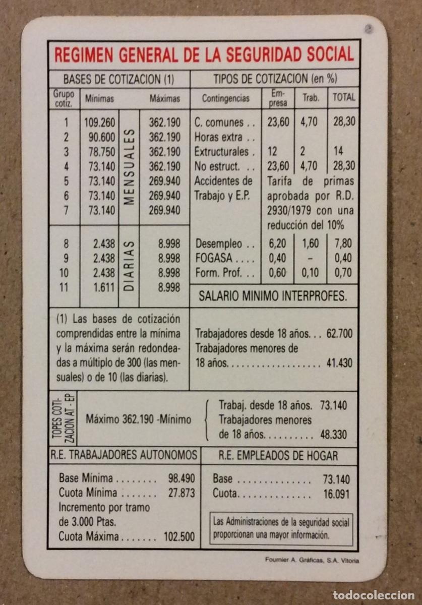 Coleccionismo calendarios: TESORER&Iacute;A GENERAL DE LA SEGURIDAD SOCIAL. CALENDARIO PUBLICITARIO FOURNIER DE 1995.