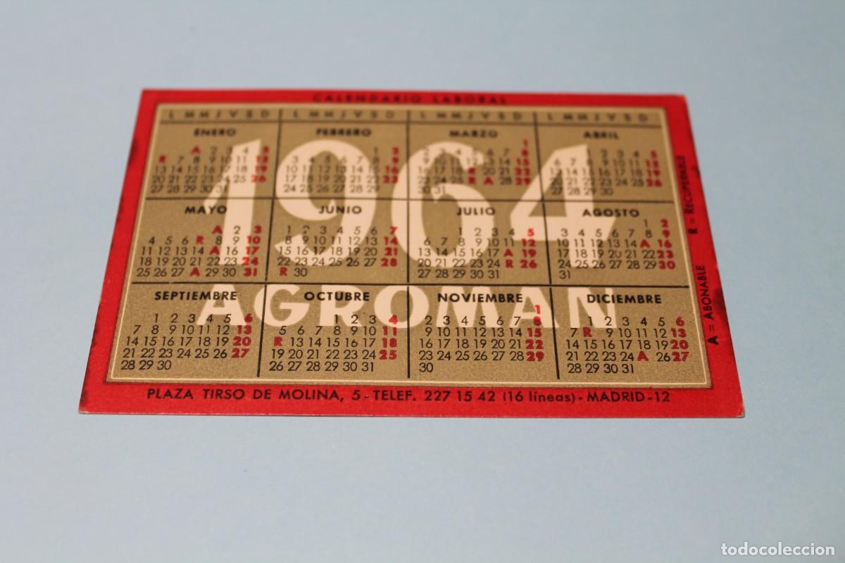 Collezionismo Calendari: CALENDARIO AGROMAN. CALENDARIO LABORAL DE DOBLE CARA. A&Ntilde;OS 1964 - 1965. MADRID.