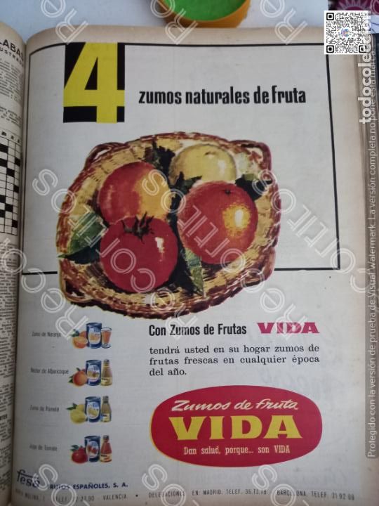 Coleccionismo Calendarios: 1960 anuncio publicidad zumo vida