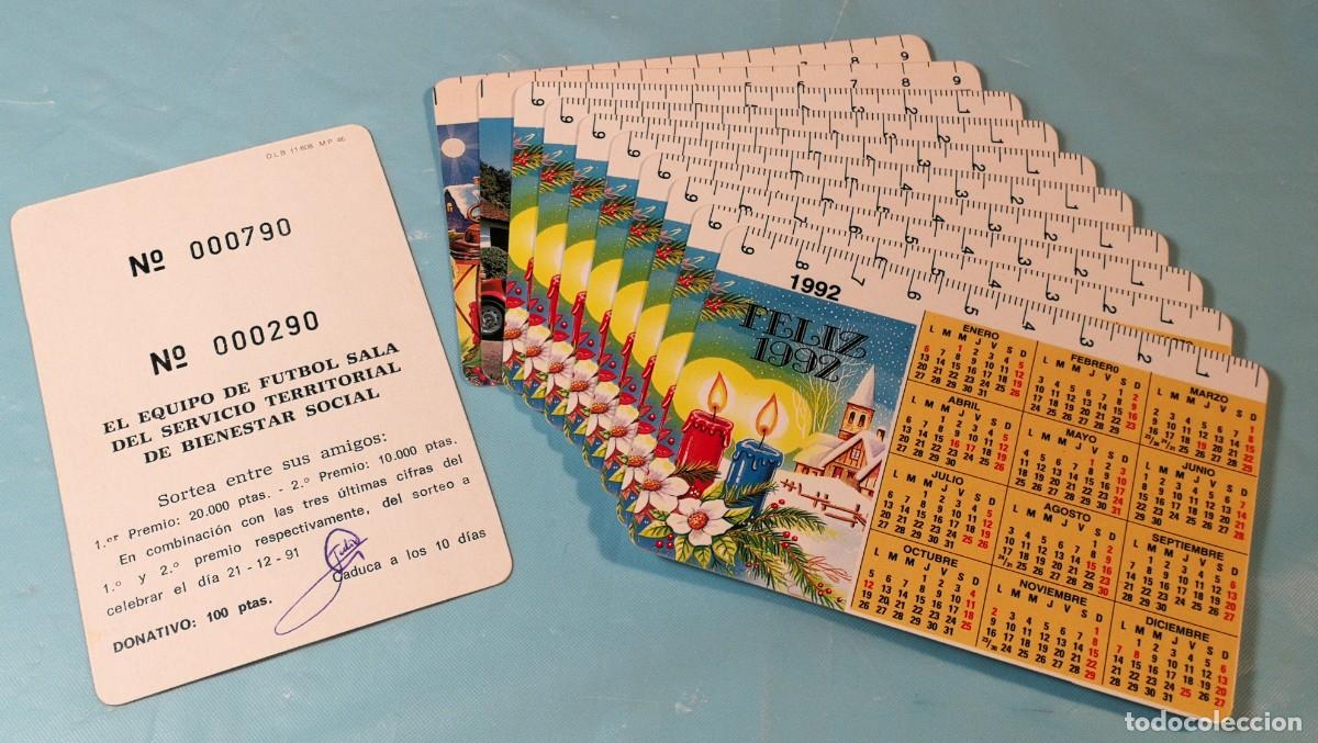 Sammeln von Kalendern: Lote 11 calendarios 1991 y 1992 con sorteo, participaciones, loteria Navidad. Equipo Futbol sala.