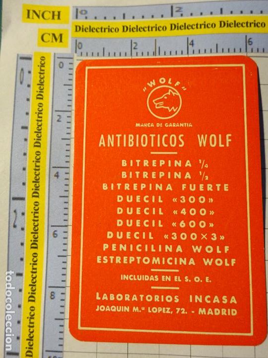 Collectables Calendars: CALENDARIO DE BOLSILLO. MEDICINAS MEDICAMENTOS. A&Ntilde;O 1962. ANTIBIOTICOS WOLF MADRID. 35