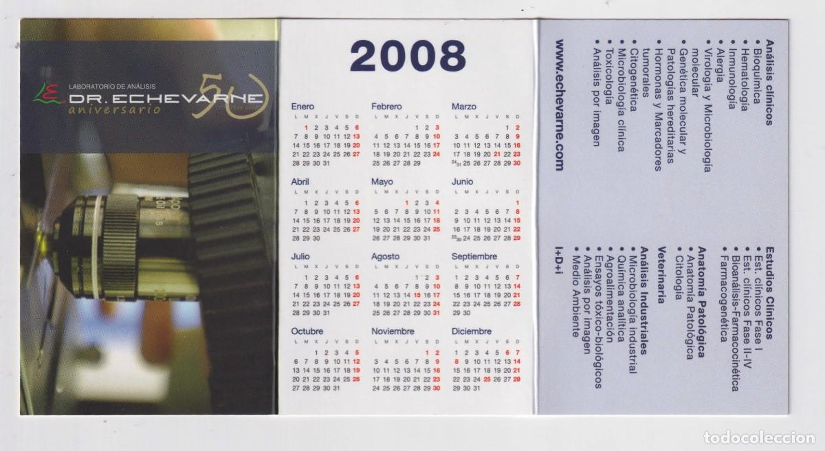 Coleccionismo Calendarios: CALENDARIO DE A&Ntilde;O 2008 CON PUBLICIDAD DE LABORATORIO DE DR. ECHEVARNE EN ESPA&Ntilde;OL