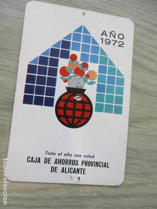 Collectionnisme Calendriers: CALENDARIO DE: CAJA DE AHORROS PROVINCIAL DE ALICANTE A&Ntilde;O 1972