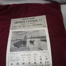 Coleccionismo Calendarios: ANTIGUO CALENDARIO ARTHUR LAWSON,AÑO 1931. Lote 383511414