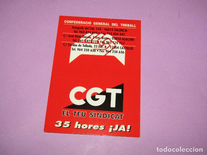 Coleccionismo Calendarios: Antiguo Calendario Publicidad de CGT Valencia Confederaci&oacute;n General del Trabajo A&ntilde;o 2001