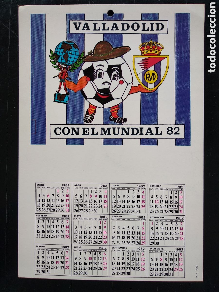 Collectables Calendars: Peque&ntilde;o Calendario de pared de futbol valladolid con el mundial 82