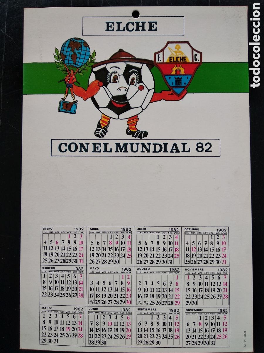 Collectables Calendars: Peque&ntilde;o Calendario de pared de f&uacute;tbol Elche con el mundial 82