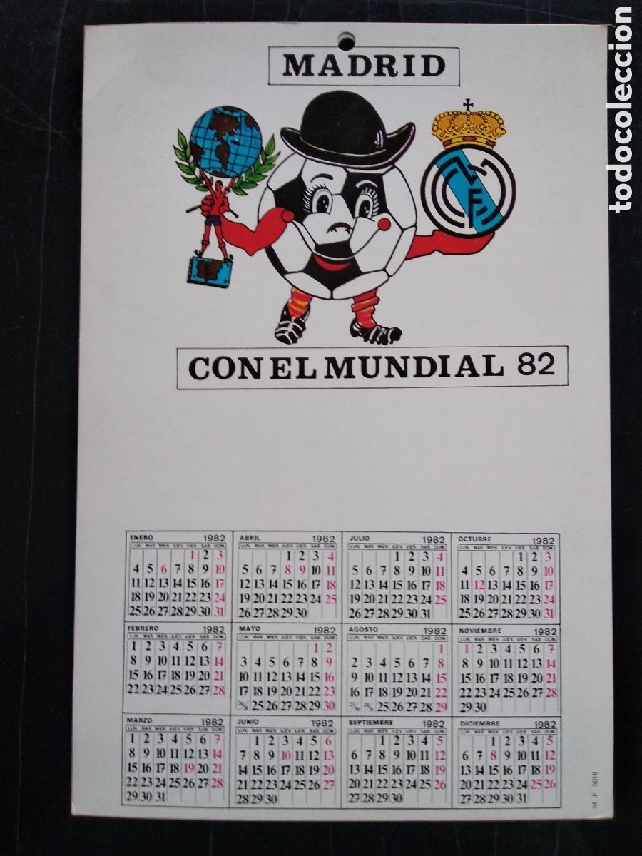 Collectables Calendars: Peque&ntilde;o Calendario de pared de f&uacute;tbol Real Madrid con el mundial 82