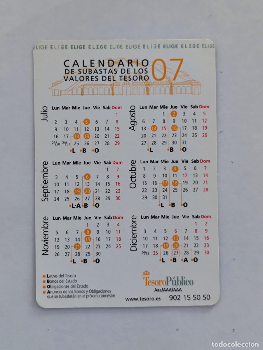 Coleccionismo calendarios: CALENDARIO BOLSILLO 2007 - TESORO PUBLICO