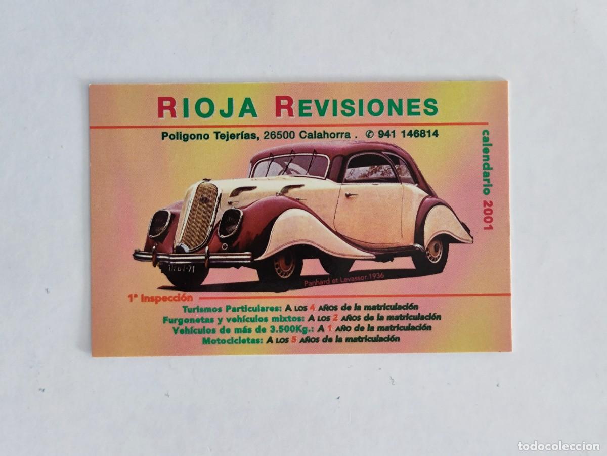 Collectables Calendars: CALENDARIO BOLSILLO 2001 - RIOJA REVISIONES - CALAHORRA LA RIOJA - AUTOMOVIL