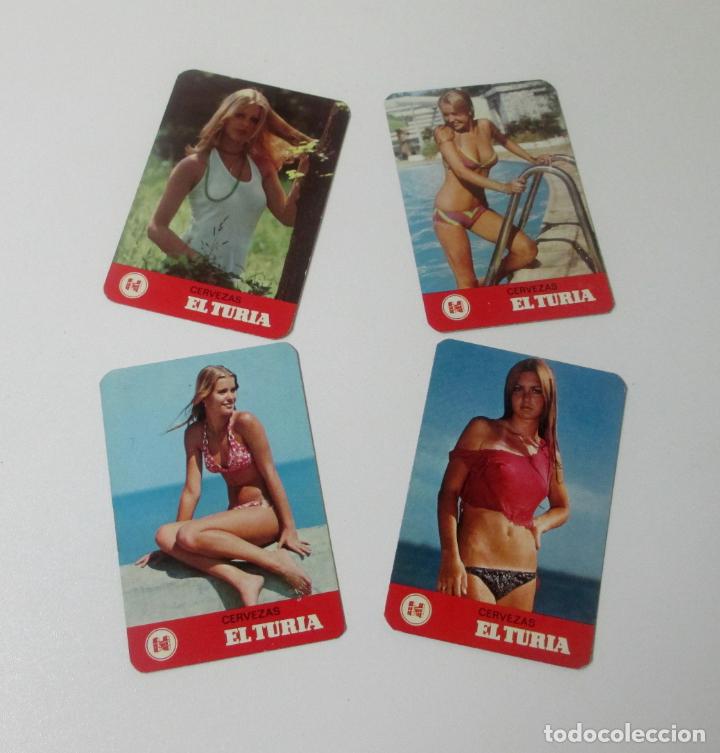 Collectables Calendars: LOTE 4 CALENDARIOS BOLSILLO CHICAS SEXY CERVEZAS EL TURIA - 3/ 1974 Y 1/1975