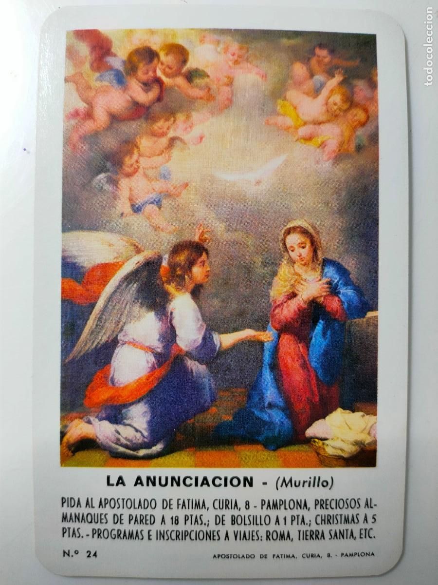 Coleccionismo Calendarios: Antiguo calendario fournier de bolsillo. Murillo. La Anunciaci&oacute;n. A&ntilde;o 1973.