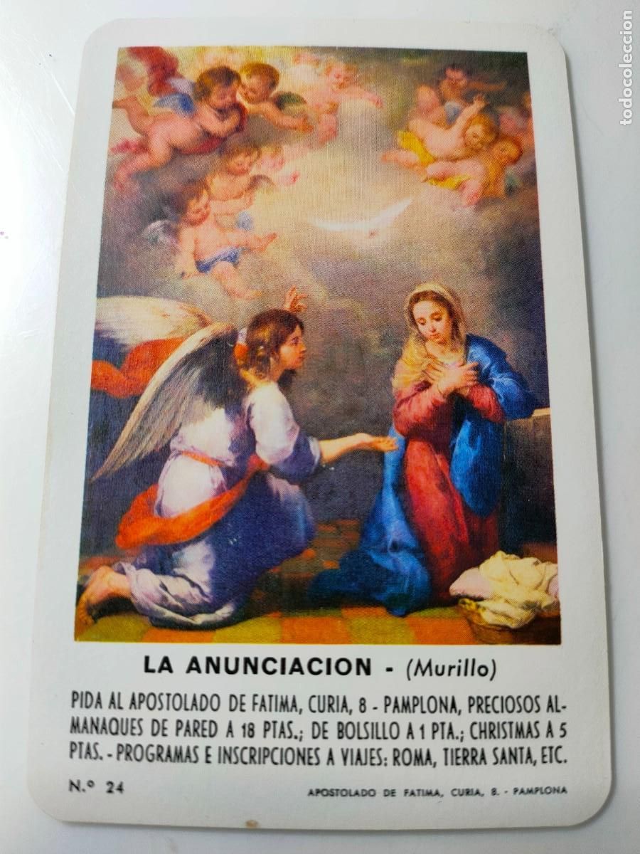 Collectables Calendars: Antiguo calendario fournier de bolsillo. Murillo. La Anunciaci&oacute;n. A&ntilde;o 1973.