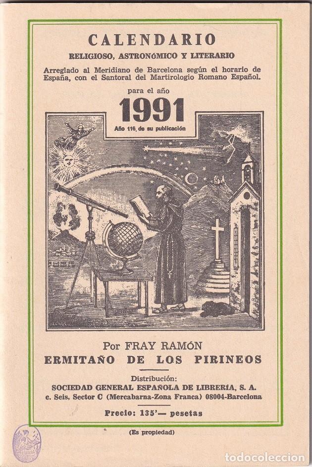 Coleccionismo calendarios: Calendario religioso, astron&oacute;mico y literario ... para el a&ntilde;o 1991