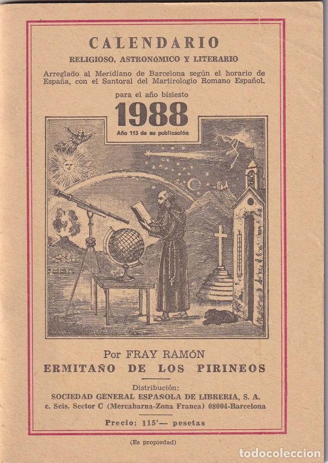 Coleccionismo calendarios: Calendario religioso, astron&oacute;mico y literario ... para el a&ntilde;o 1988