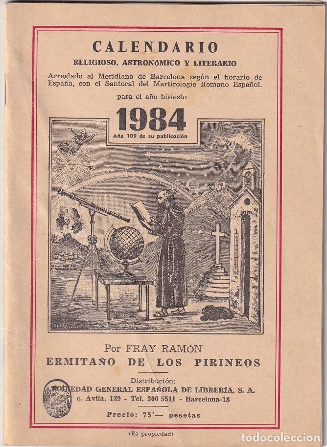 Coleccionismo Calendarios: Calendario religioso, astron&oacute;mico y literario ... para el a&ntilde;o 1984