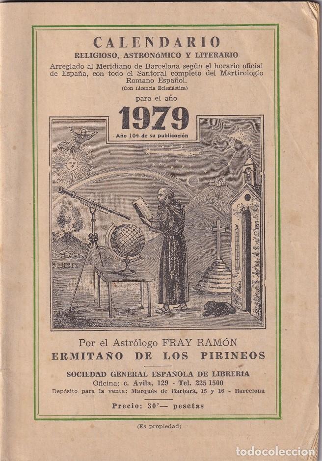 Coleccionismo Calendarios: Calendario religioso, astron&oacute;mico y literario ... para el a&ntilde;o 1979