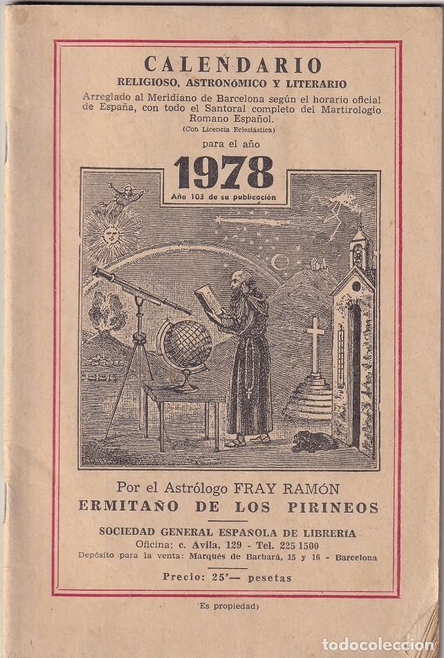 Collezionismo Calendari: Calendario religioso, astron&oacute;mico y literario ... para el a&ntilde;o 1978