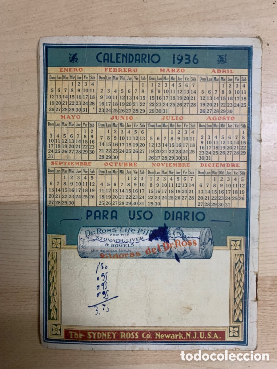 Coleccionismo calendarios: Almanaque de Ross 1936 - Foto 2