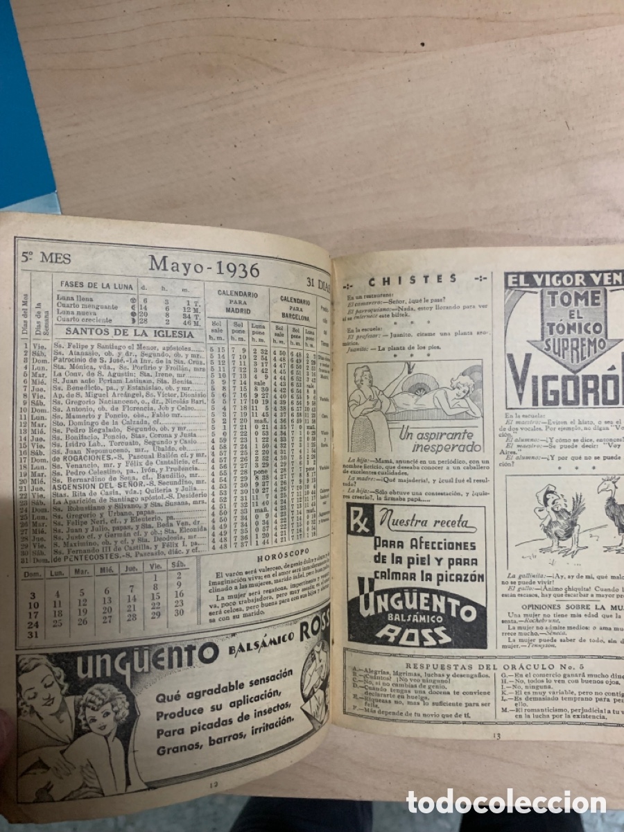 Coleccionismo calendarios: Almanaque de Ross 1936 - Foto 3