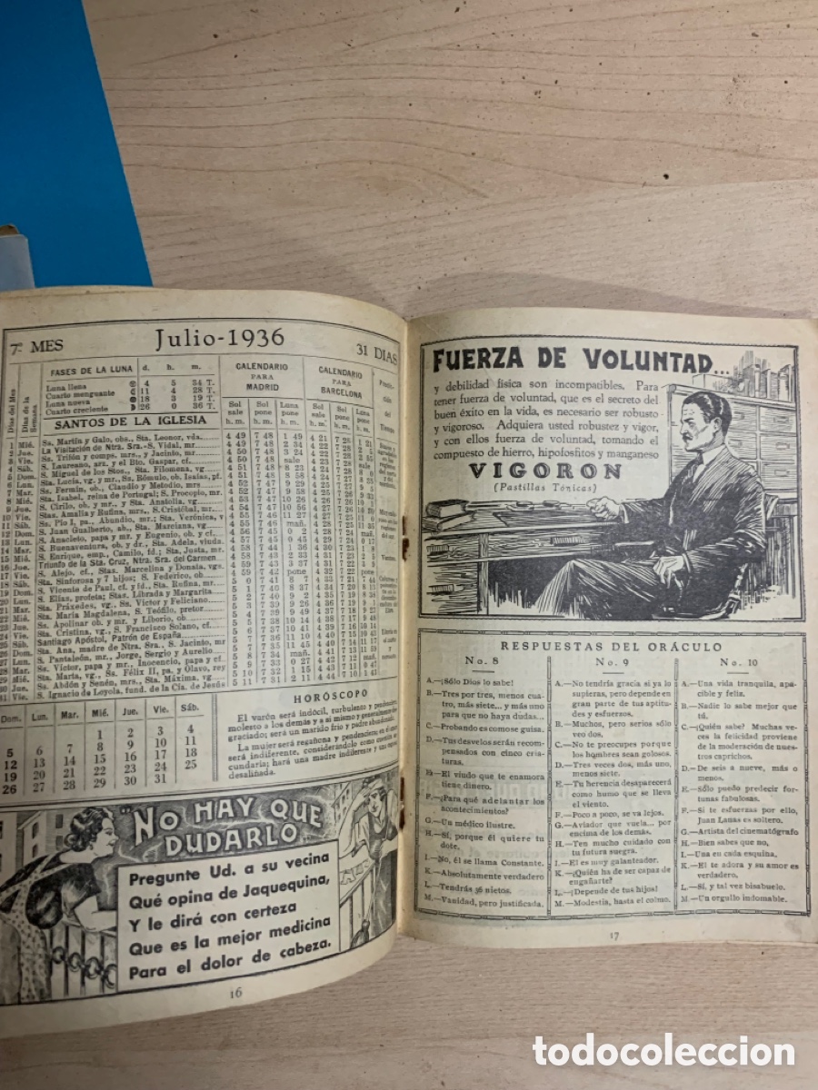 Coleccionismo calendarios: Almanaque de Ross 1936 - Foto 4