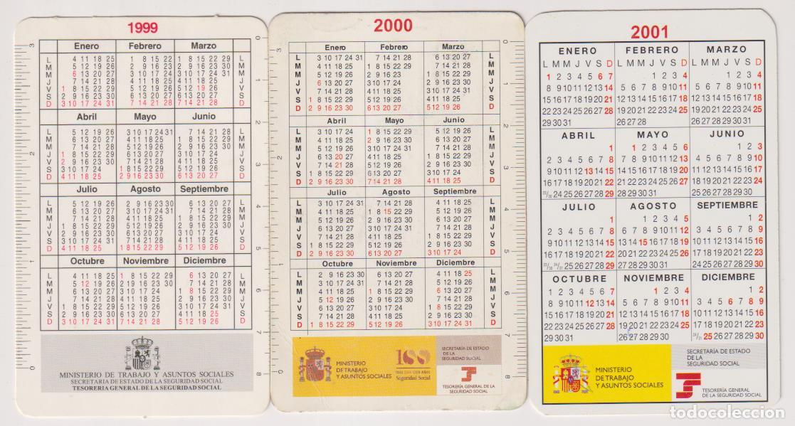 Colecionismo Calend&aacute;rios: Lote de 3 Calendarios. R&eacute;gimen General de la Seguridad Social 1999, 2000 y 2001