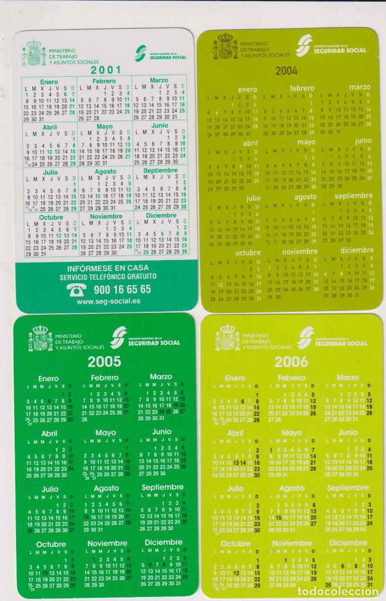 Colecionismo Calend&aacute;rios: Lote de 4 Calendarios Seguridad Social. Pensiones 2001, 2004, 2005 y 2006