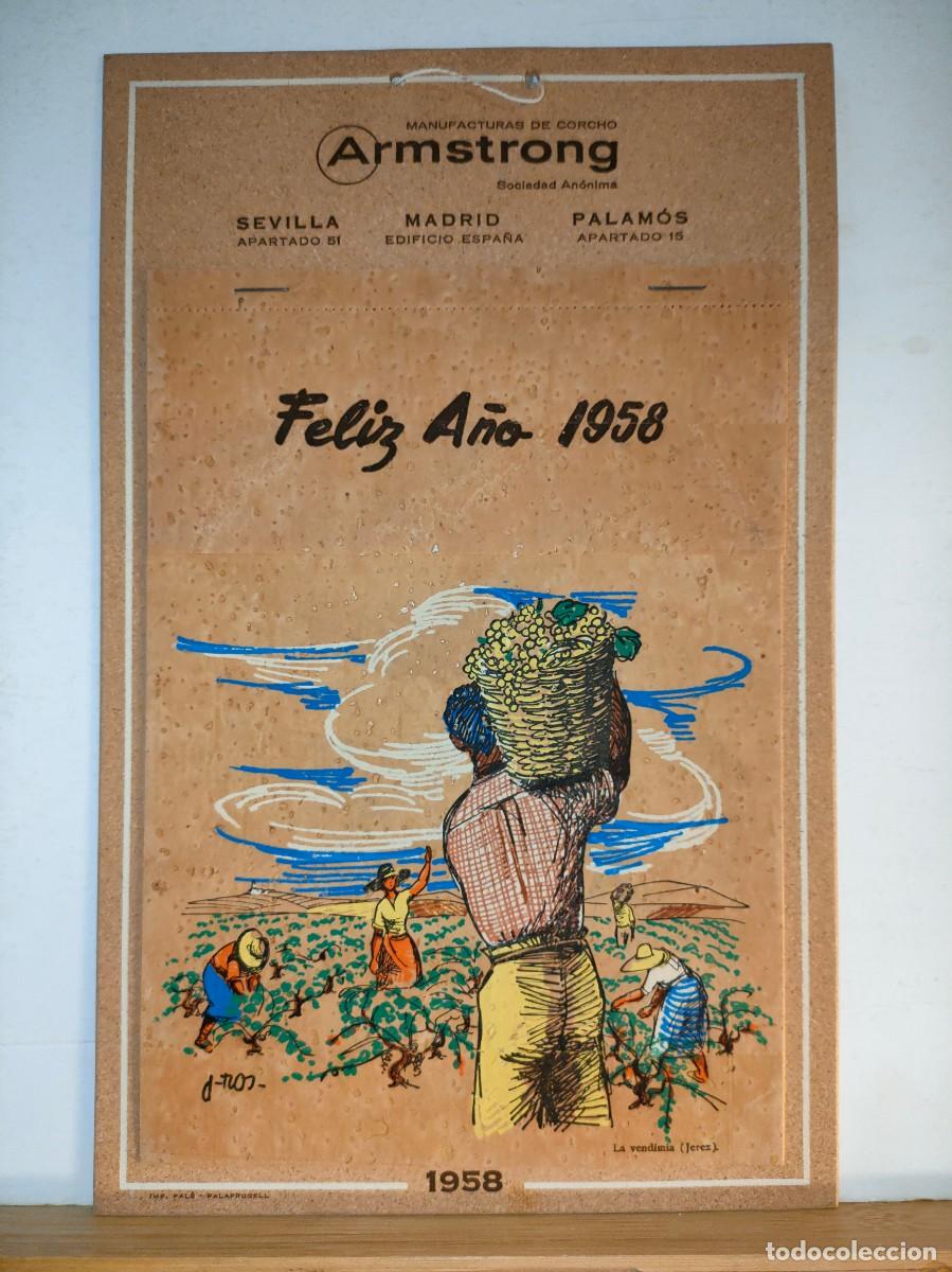 Collectionnisme Calendriers: MANUFACTURAS DE CORCHO ARMSTRONG-CALENDARIO DE CORCHO A&Ntilde;O 1958-VER FOTOS-(K-10.191)