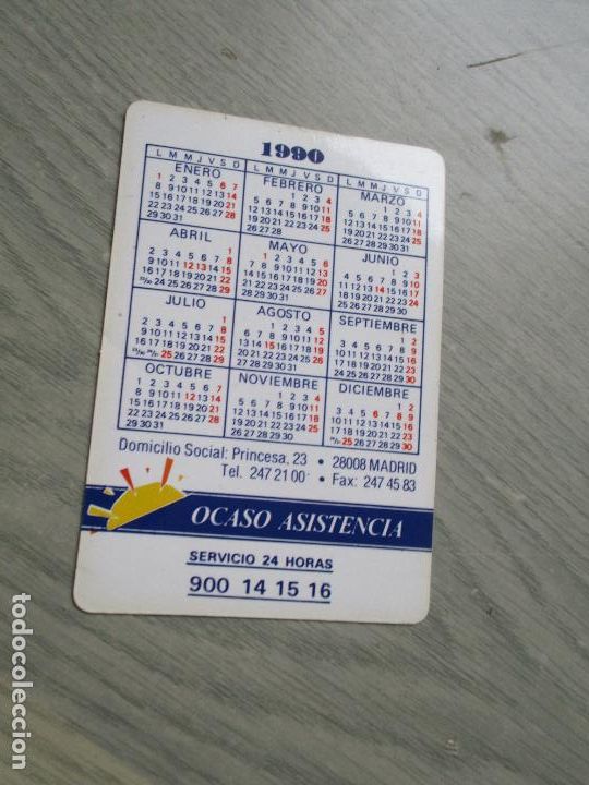 Coleccionismo calendarios: CALENDARIO DE: OCASO, SEGUROS Y REASEGUROS-1990 - Foto 2