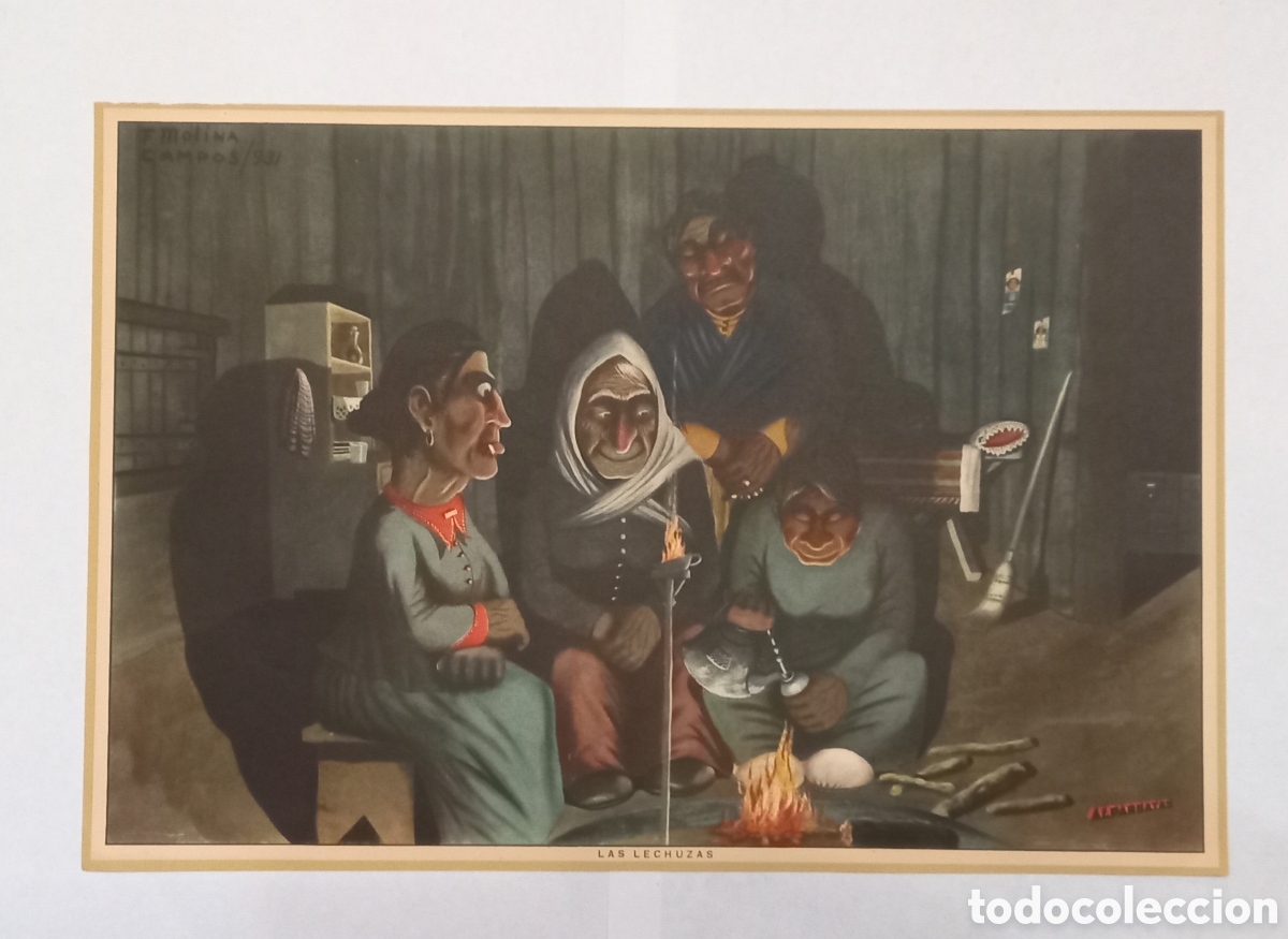 Sammeln von Kalendern: Antigua lamina de almanaque dibujo de F. Molina Campos 1940 env&iacute;o de M&aacute;laga