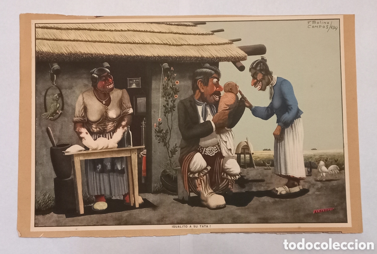 Sammeln von Kalendern: Antigua lamina de almanaque dibujo de F. Molina Campos 1940 env&iacute;o de M&aacute;laga