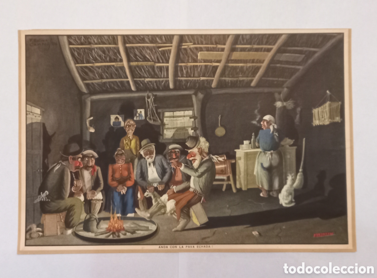 Sammeln von Kalendern: Antigua l&aacute;mina de almanaque dibujo de F. Molina Campos 1940 env&iacute;o de M&aacute;laga