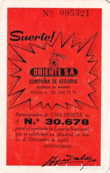 Collezionismo Calendari: CALENDARIO TIPO FOURNIER CON PUBLICIDAD ORIENTE S A SEGUROS MADRID PARTICIPACI&Oacute;N LOTER&Iacute;A