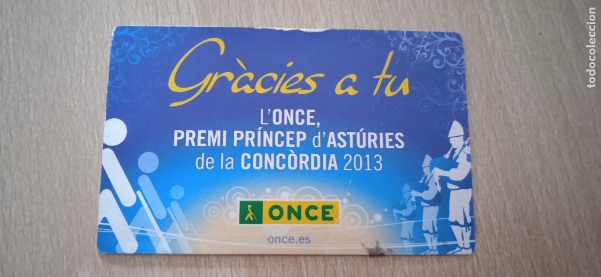 Coleccionismo Calendarios: Calendario bolsillo ONCE: PREMI PRINCEP D'ASTURIES CONCORDIA 2013