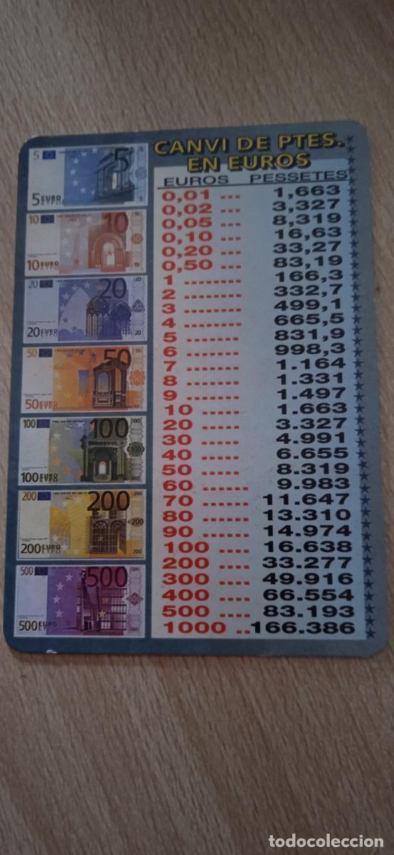 Coleccionismo Calendarios: Calendario bolsillo: CANVI DE PESSETES EN EUROS (2001)