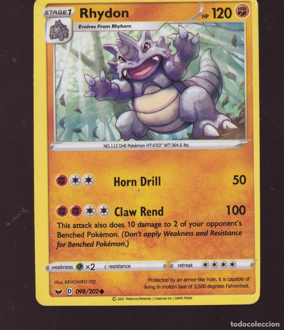 Coleccionismo Calendarios: CARTAS DE POK&Eacute;MON RHYDON CV 120 DEL A&Ntilde;O 2020