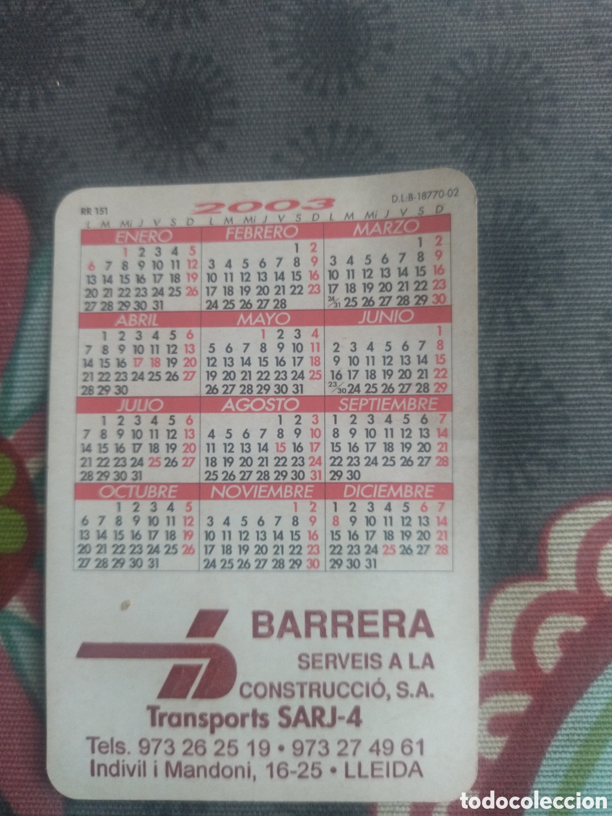 Coleccionismo calendarios: CALENDARIO BOLSILLO 2003 - Foto 2
