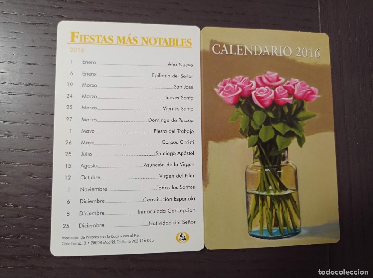 Coleccionismo Calendarios: CALENDARIO PUBLICITARIO. ASOCIACI&Oacute;N DE PINTORES CON LA BOCA Y CON EL PIE. A&Ntilde;O 2016