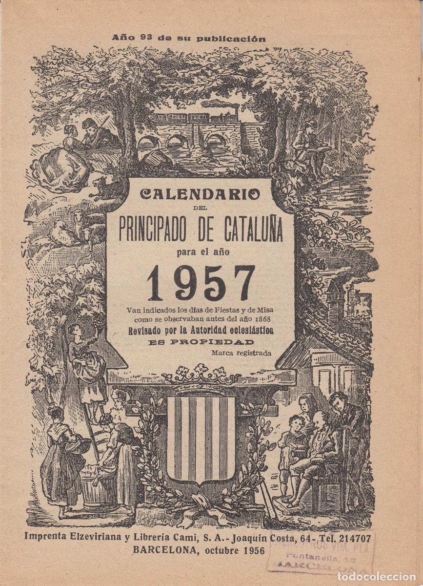 Collectables Calendars: 1957 CALENDARIO DEL PRINCIPADO DE CATALU&Ntilde;A