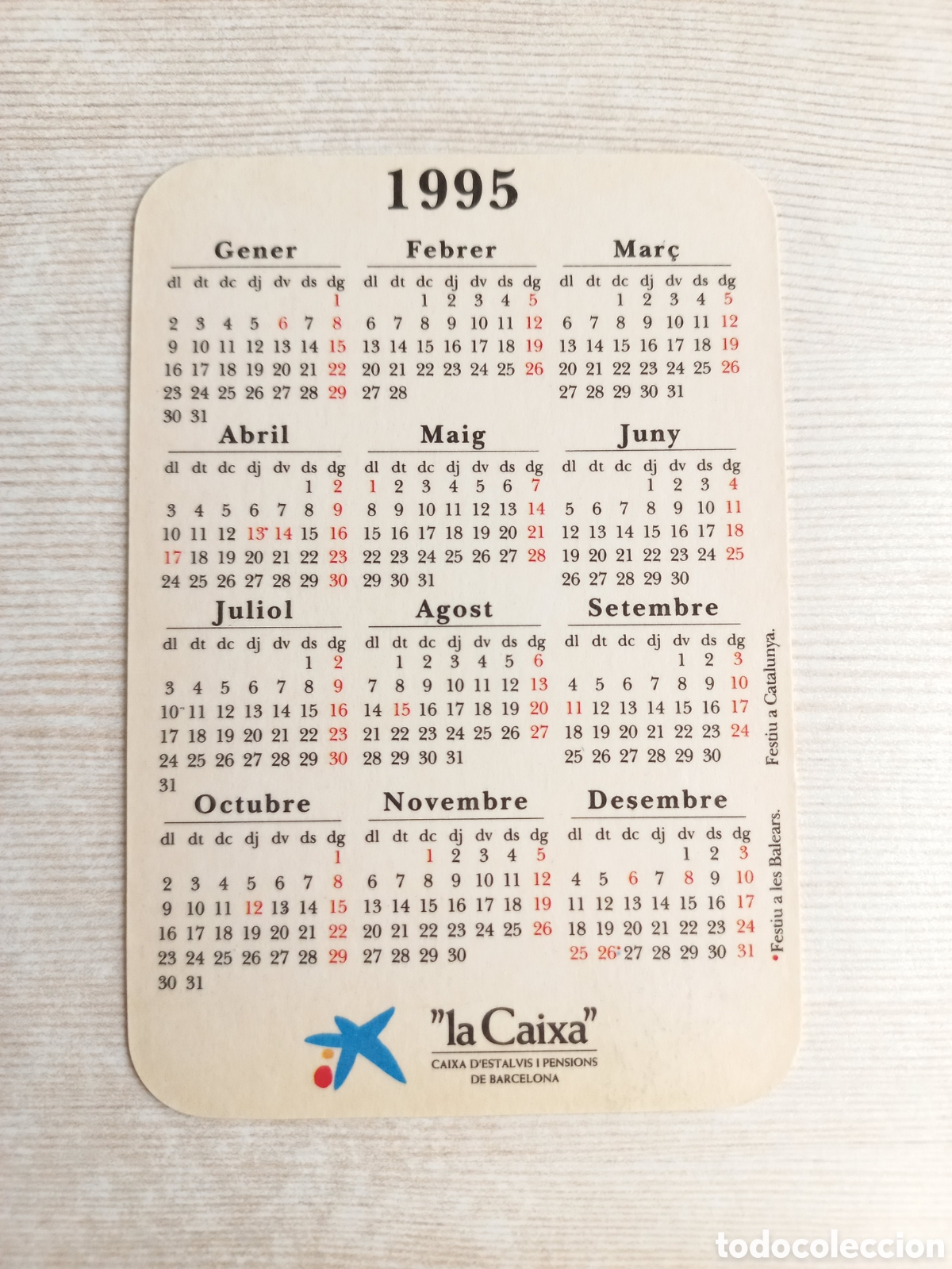 Coleccionismo calendarios: Calendario La Caixa. 1995. - Foto 2