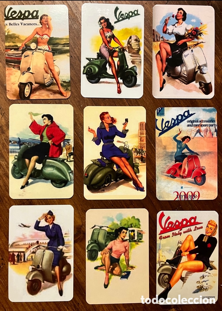 Coleccionismo Calendarios: 9 calendarios de bolsillo de colecci&oacute;n PIN UP de VESPA