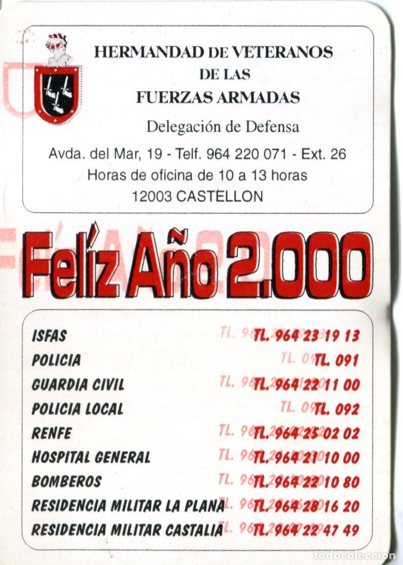 Coleccionismo Calendarios: CALENDARIO DE BOLSILLO A&Ntilde;O 2000 HERMANDAD DE VETERANOS DE LAS FUERZAS ARMADAS MILITAR