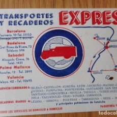 Coleccionismo Calendarios: CALENDARIO TRANSPORTES Y RECADEROS EXPRES 1942. BARCELONA BADALONA SABADELL PALMA VALENCIA