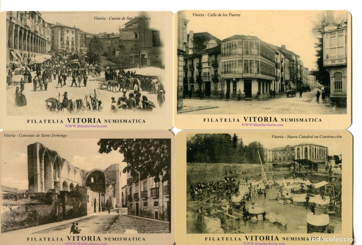 Coleccionismo calendarios: 4 Calendario de publicidad filatelia y numism&aacute;tica Vitoria, con imagenes Vitoria blanco y negro 2009